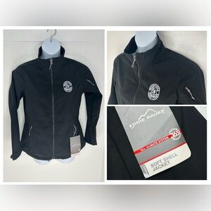 Eddie Bauer NWT Woodchuck Cider‎ Soft Shell Jacket Size Large Black Zip Pockets